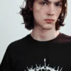 Short-Sleeved Printed T-Shirt – Black – Thorn Crown