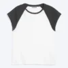 Short-Sleeved Raglan T-Shirt – White/Dark Grey