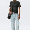 Short-Sleeved Tennis Piqua Shirt – Dark Grey – Green Stripe