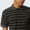 Short-Sleeved Tennis Piqua Shirt – Dark Grey – Green Stripe