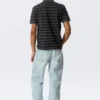 Short-Sleeved Tennis Piqua Shirt – Dark Grey – Green Stripe