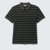 Short-Sleeved Tennis Piqua Shirt – Dark Grey – Green Stripe