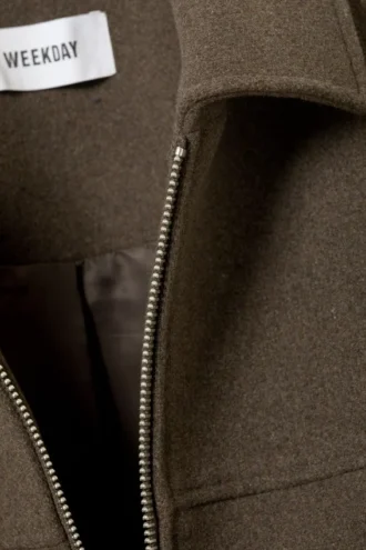 Short Wool Blend Jacket – Dark Brown