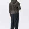 Shrunken Distressed Zip Hoodie – Dark Grey