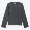 Shrunken Long-Sleeved Cotton T-Shirt – Dark Grey