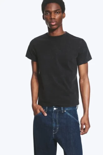 Shrunken Short-Sleeved Cotton T-Shirt – Worn Black
