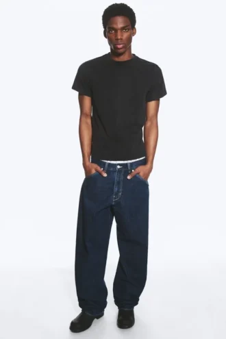 Shrunken Short-Sleeved Cotton T-Shirt – Worn Black