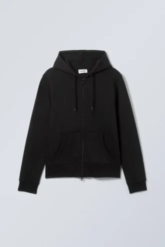Shrunken Zip Hoodie – Black