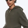 Shrunken Zip Hoodie – Dark Khaki Green