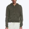 Shrunken Zip Hoodie – Dark Khaki Green
