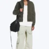Shrunken Zip Hoodie – Dark Khaki Green