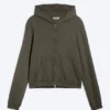 Shrunken Zip Hoodie – Dark Khaki Green