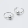 Silver-Plated Beaded Hoop Earrings – Silver