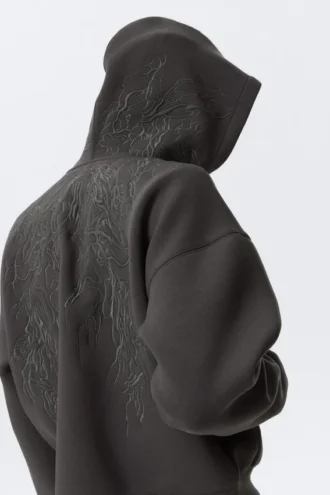 Simon Graphic Scuba Zip Hoodie – Dark Grey – Embroidered