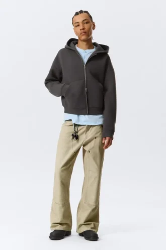 Simon Graphic Scuba Zip Hoodie – Dark Grey – Embroidered