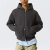 Simon Graphic Scuba Zip Hoodie – Dark Grey – Embroidered