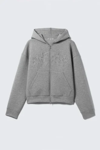 Simon Graphic Scuba Zip Hoodie – Grey Melange – Stardust