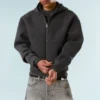 Simon Scuba Zip Hoodie – Dark Grey Melange