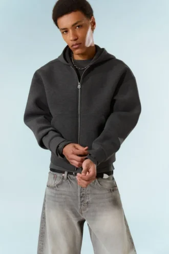 Simon Scuba Zip Hoodie – Dark Grey Melange