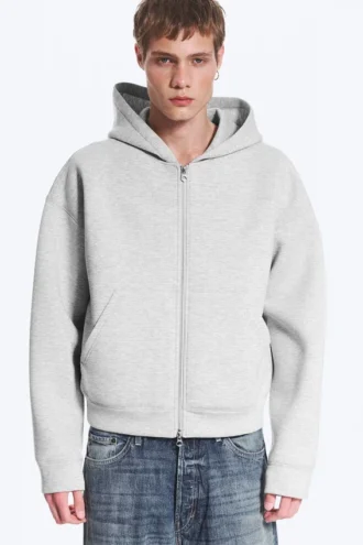 Simon Scuba Zip Hoodie – Light Grey Melange