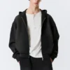 Simon Washed Scuba Zip Hoodie – Faded Black