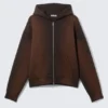 Simon Washed Scuba Zip Hoodie – Washed Dark Brown