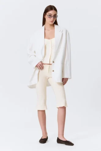 Single-Breasted Oversized Blazer – Off-White