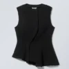 Sleeveless Asymmetric Peplum Top – Black