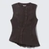 Sleeveless Asymmetric Peplum Top – Washed Black