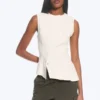 Sleeveless Asymmetric Peplum Top – White