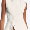 Sleeveless Asymmetric Peplum Top – White