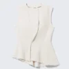 Sleeveless Asymmetric Peplum Top – White