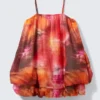 Sleeveless Balloon Mini Dress – Red & Orange – Calypso Flower