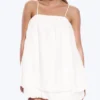 Sleeveless Balloon Mini Dress – White