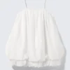 Sleeveless Balloon Mini Dress – White