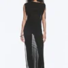 Sleeveless Boat-Neck Maxi Dress – Black