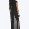Sleeveless Boat-Neck Maxi Dress – Black