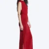 Sleeveless Boat-Neck Maxi Dress – Bright Red