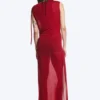 Sleeveless Boat-Neck Maxi Dress – Bright Red