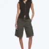 Sleeveless Button-Up Top – Dark Brown