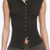 Sleeveless Button-Up Top – Dark Brown