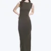 Sleeveless Cotton Jersey Maxi Dress – Dark Grey
