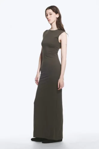 Sleeveless Cotton Jersey Maxi Dress – Dark Grey