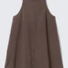 Sleeveless Cotton Twill Mini Dress – Washed Dark Brown