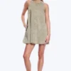 Sleeveless Cotton Twill Mini Dress – Washed Kahki Green