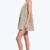 Sleeveless Cotton Twill Mini Dress – Washed Kahki Green