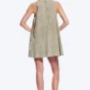 Sleeveless Cotton Twill Mini Dress – Washed Kahki Green