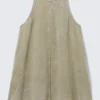 Sleeveless Cotton Twill Mini Dress – Washed Kahki Green