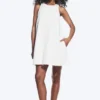 Sleeveless Cotton Twill Mini Dress – White