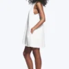 Sleeveless Cotton Twill Mini Dress – White